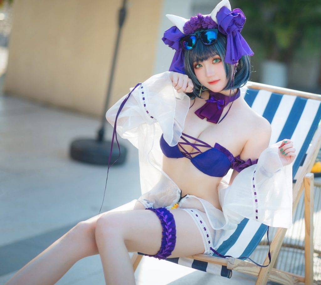 图片[2]-瓜希酱 – NO.75 柴郡泳装 [32P-102MB]-蜜桃啵啵